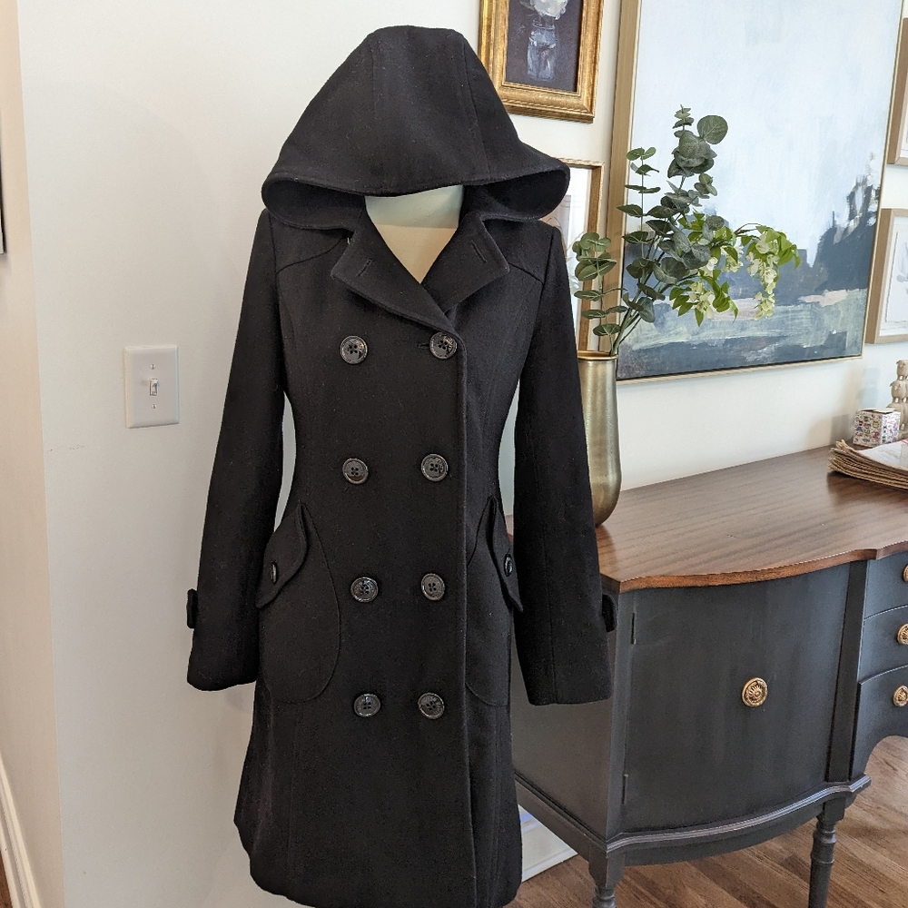 Miss Sixty Wool Hooded Pea Coat